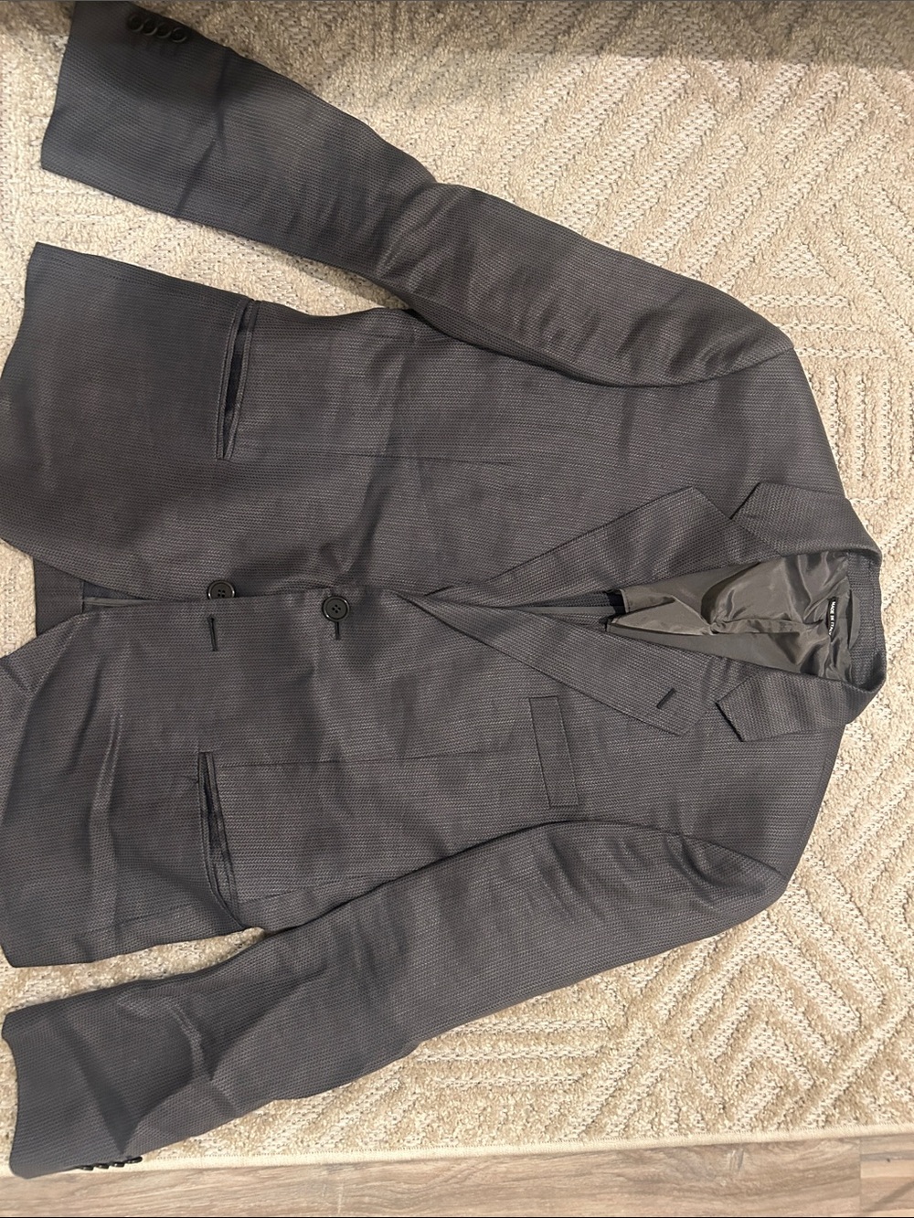 Giorgio Armani Men's Charcoal Textured Two-Button Blazer
